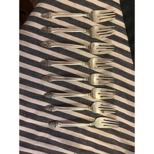 Gorham Sovereign Sterling Silver Cocktail Seafood Forks Set of 8 Ornate Scroll